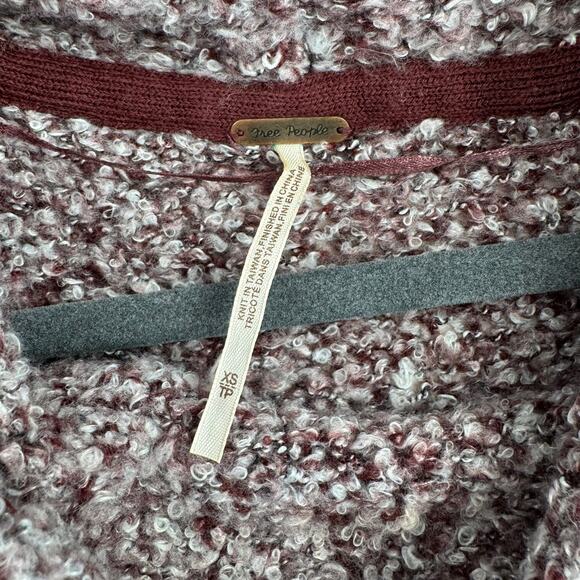 Free People Fuzzy Chunky Knit Oversized Turtleneck Sweater Womens XS Purple Gray - Picture 8 of 13